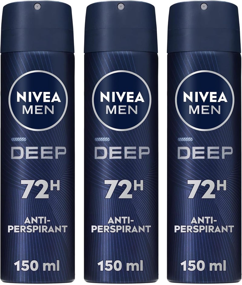 NIVEA MEN Deep MaxxTech Darkwood Spray 150ml - 3 Pack - Image 1